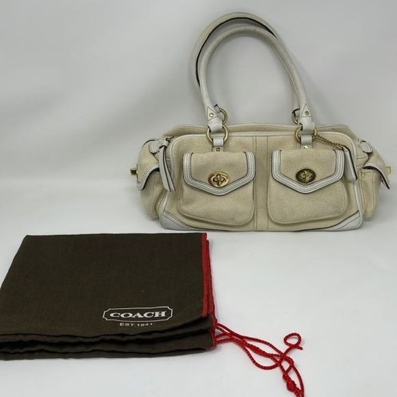 COACH GALLERY CREAM CANVAS SHOULDER BAG SATCHEL N.1874 - Picture 1 of 12